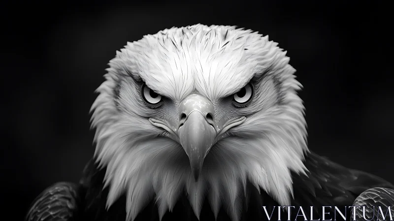 Intense Bald Eagle Portrait in Dramatic Black and White Style.