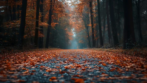 Amber Cathedral: Where Fallen Leaves Compose Autumn's Hymn.