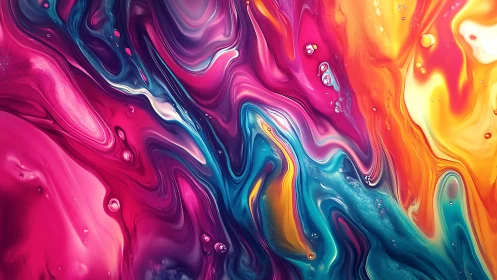 Multicolored fluid abstract pattern in vibrant liquid forms.