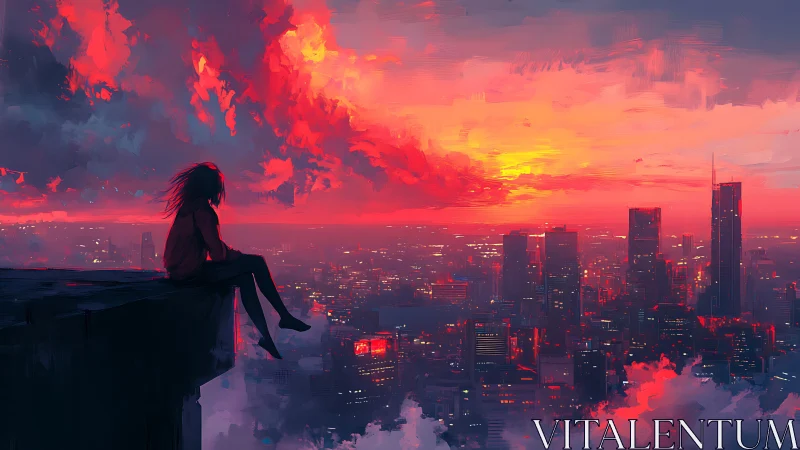 Skyline daydreamer perched above a neon ember sunset.