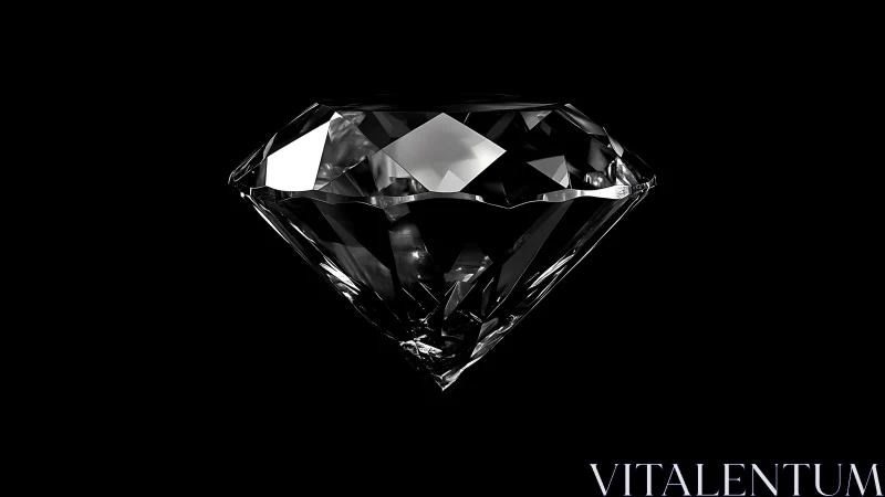 Cut diamond isolated on black background in sharp focus.
