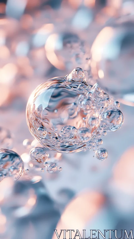 Macro study of translucent liquid spheres in soft bokeh light