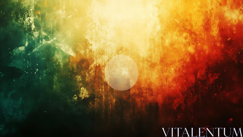 Abstract Colorful Grunge Texture with Central Circle Element.