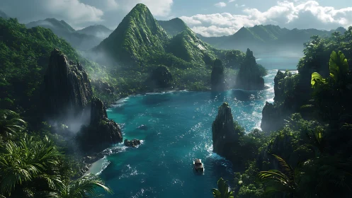 Emerald Haven: Where Towering Cliffs Guard Turquoise Dreams.