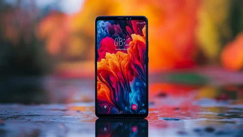 Vibrant Modern Smartphone Displays Stunning Abstract Liquid Wallpaper