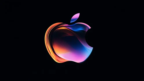 Gradient Apple Logo with Vibrant Holographic Rendering