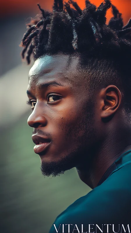 Side-lit athletic portrait captures contemplative intensity