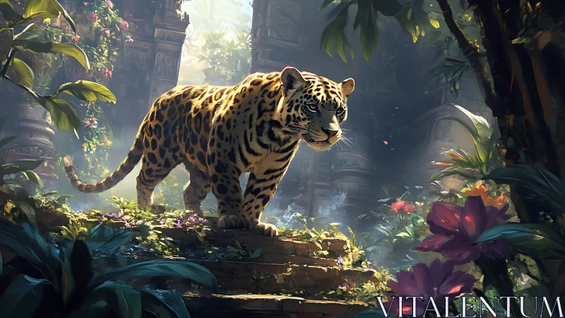 Apex Predator in Emerald Ruins: Digital Jungle Architecture.