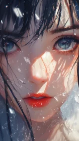 Rainlit gaze shatters into crystal shards of quiet longing.