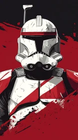 Helmeted star soldier in crimson-slashed comic armor.