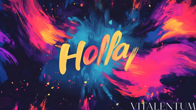 Color-splashed shout of “Holla” bursts across midnight space