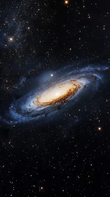Spiral galaxy core with dense starfield in deep space.