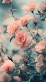 Delicate Pink Roses in Soft Dreamy Light