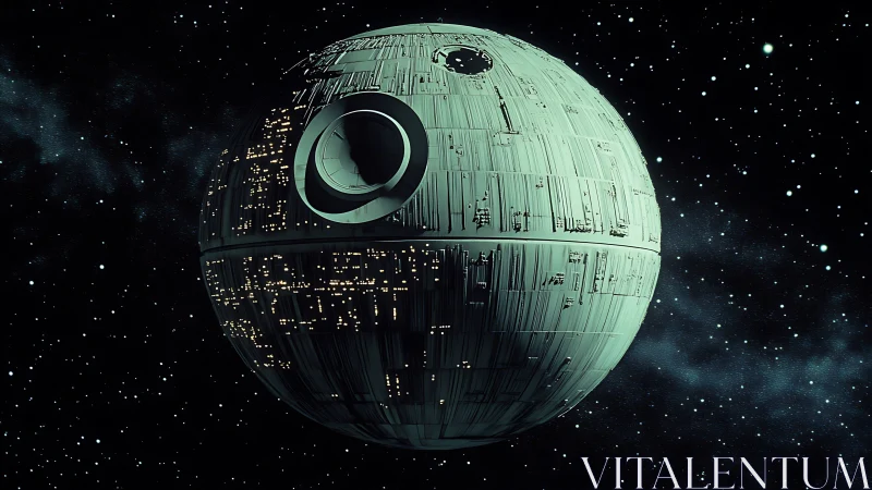 Cold war moon-machine glides silently through star-salted void