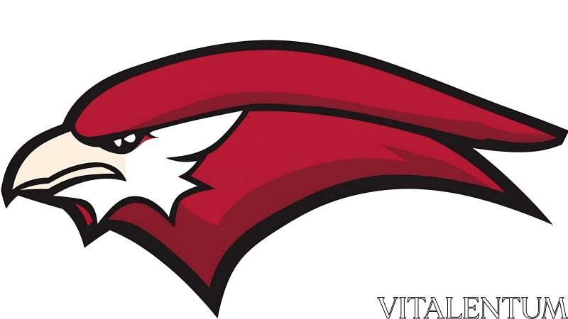 Stylized red hawk head logo with bold outlines, vector art.