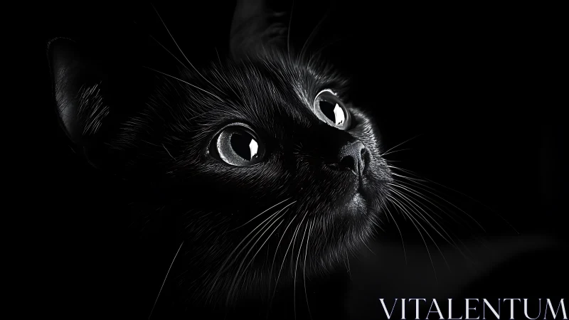 Black Cat's Piercing Gaze Cuts Through the Darkness