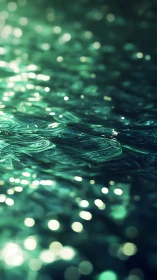Defocused light on rippled turquoise water surface.