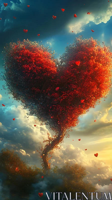 Love Tornado: Crimson Hearts Spiral Through Dreamscapes.