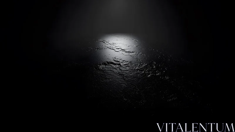 Dramatic spotlight on rough textured black surface, minimal style.