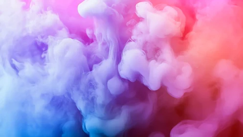 Colorful vapor clouds swirl through soft neon gradient