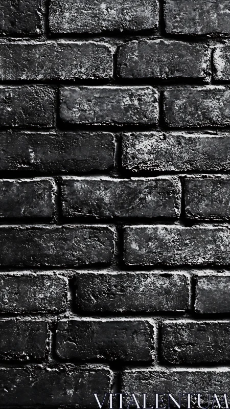 Monochrome brick wall surface reveals gritty, high-contrast texture