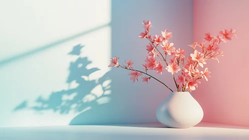 Pink Blossoms in Morning Light.