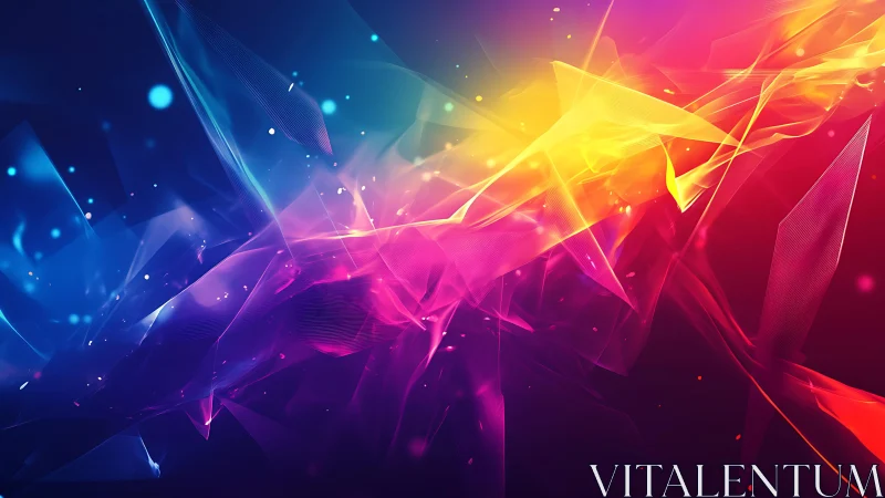 Vivid Abstract Light Waves in Neon Colors, Digital Art Style.