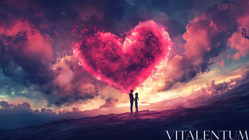 Silhouettes Witness Celestial Love Ablaze.