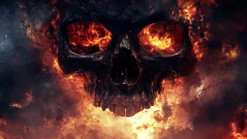 Hellfire skull grins while galaxies of flame swirl inward