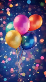 Luminous Celebration Balloons Floating Through Magical Bokeh Light