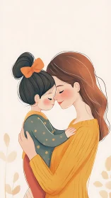 Mother and Child in Tender Embrace with Warm Tonal Palette