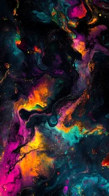 Spectral fluid dynamics render with neon pigment turbulence and glow