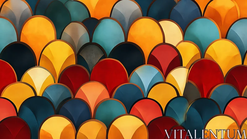 Gentle waves of colorful arches create a joyful abstract rhythm