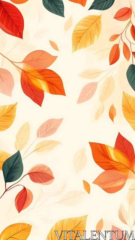 Golden breeze scatters painted autumn leaves in gentle drift.