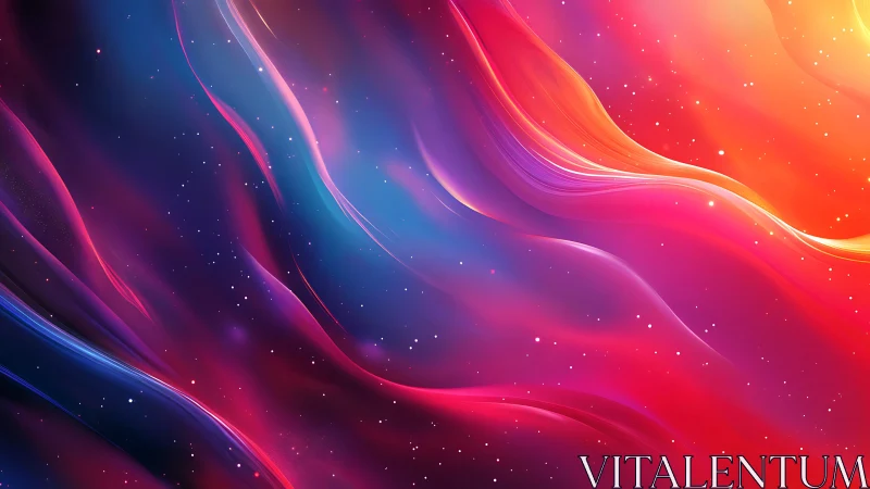 Multicolored fluid wave gradients with particle field overlay.