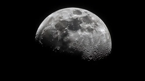 Lunar terminator close-up with high-relief impact topography.