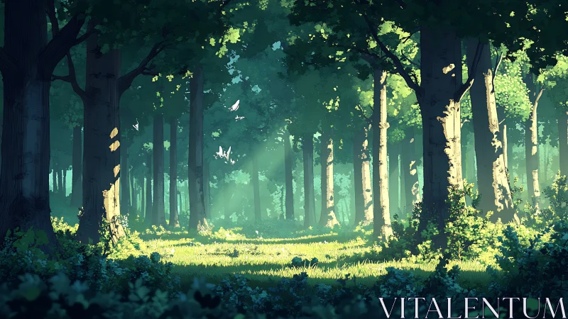 Enchanted Forest Glade with Ethereal Sunlight.