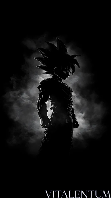 Silhouetted anime warrior rendered in high-contrast backlight