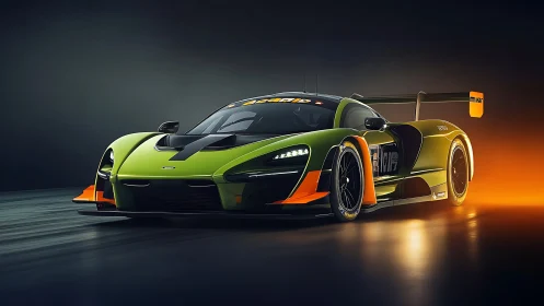 Rendered endurance race car is shown in controlled motion