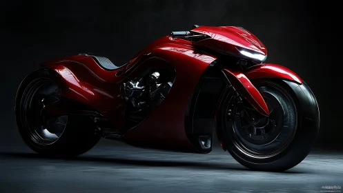 Scarlet futurebike prowls the shadows in liquid chrome skin.