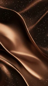 Molten bronze waves curve under drifting metallic dust