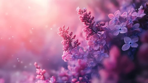 Lilac flowers in soft focus with gradient lighting