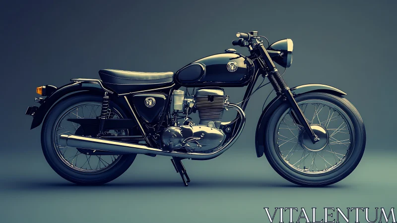 High-gloss vintage cafe racer motorcycle side profile render