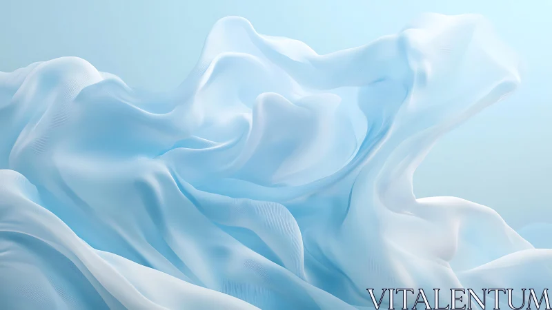 Ethereal Flowing Blue Fabric in Minimalist Abstract Style.