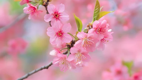Pink Blossoms Dancing in Spring's Gentle Breeze.