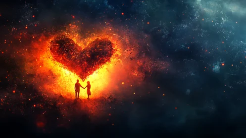 Love's Cosmic Ignition: Two Souls Kindling Universal Fire.