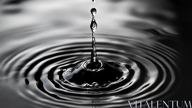 Close-up water droplet splash with concentric ripples.