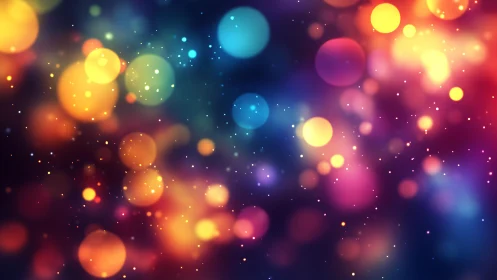 Vibrant bokeh lights abstract background with colorful glowing circles.
