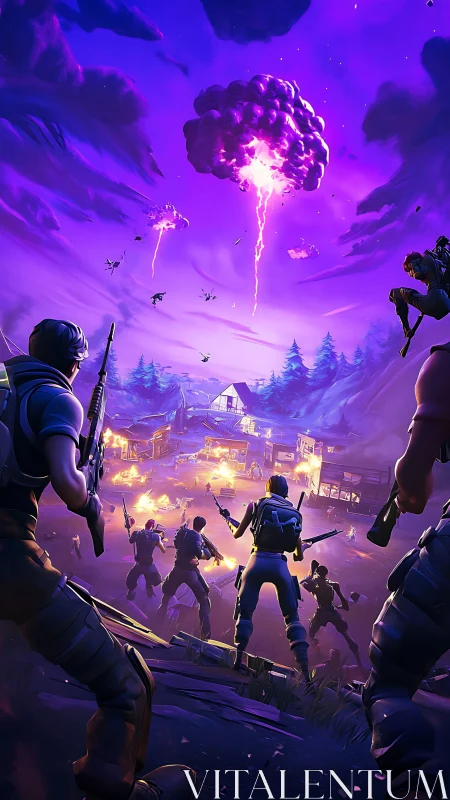 Stormlit skirmish under neon thunderclouds of chaos.