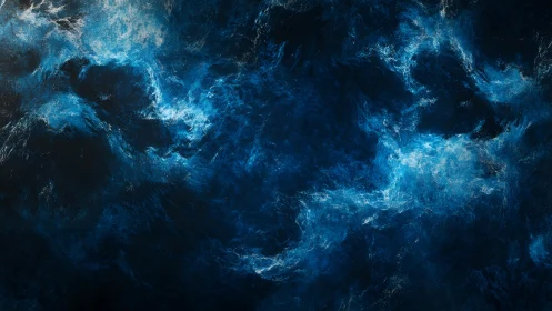 Dramatic deep ocean waves in abstract digital art style.